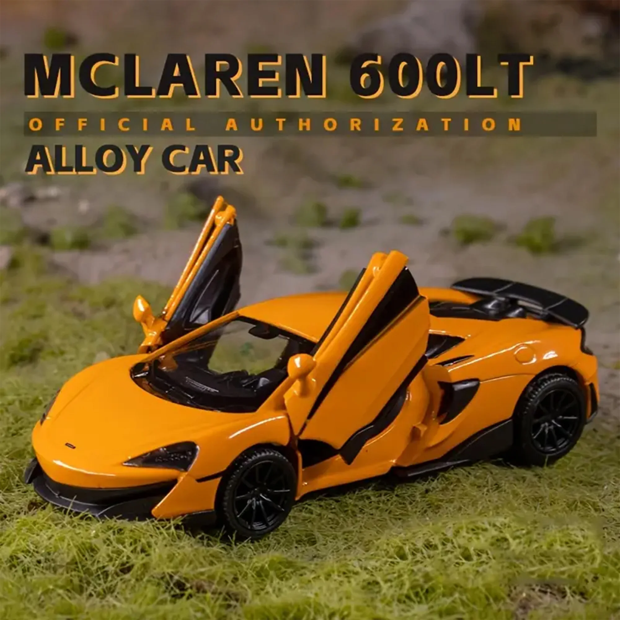 

1/36 Scale Mclaren 600LT Pullback Toy Car Model Simulation Metal Vehicle Body Diecast Miniature Art Xmas Kid Boy Birthday Gift