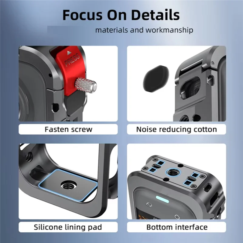 M13K-Metal Cage Protective Housing Frame For Insta360 X5 Camera With Silicone Lens Cover Mirror And Storage Bag