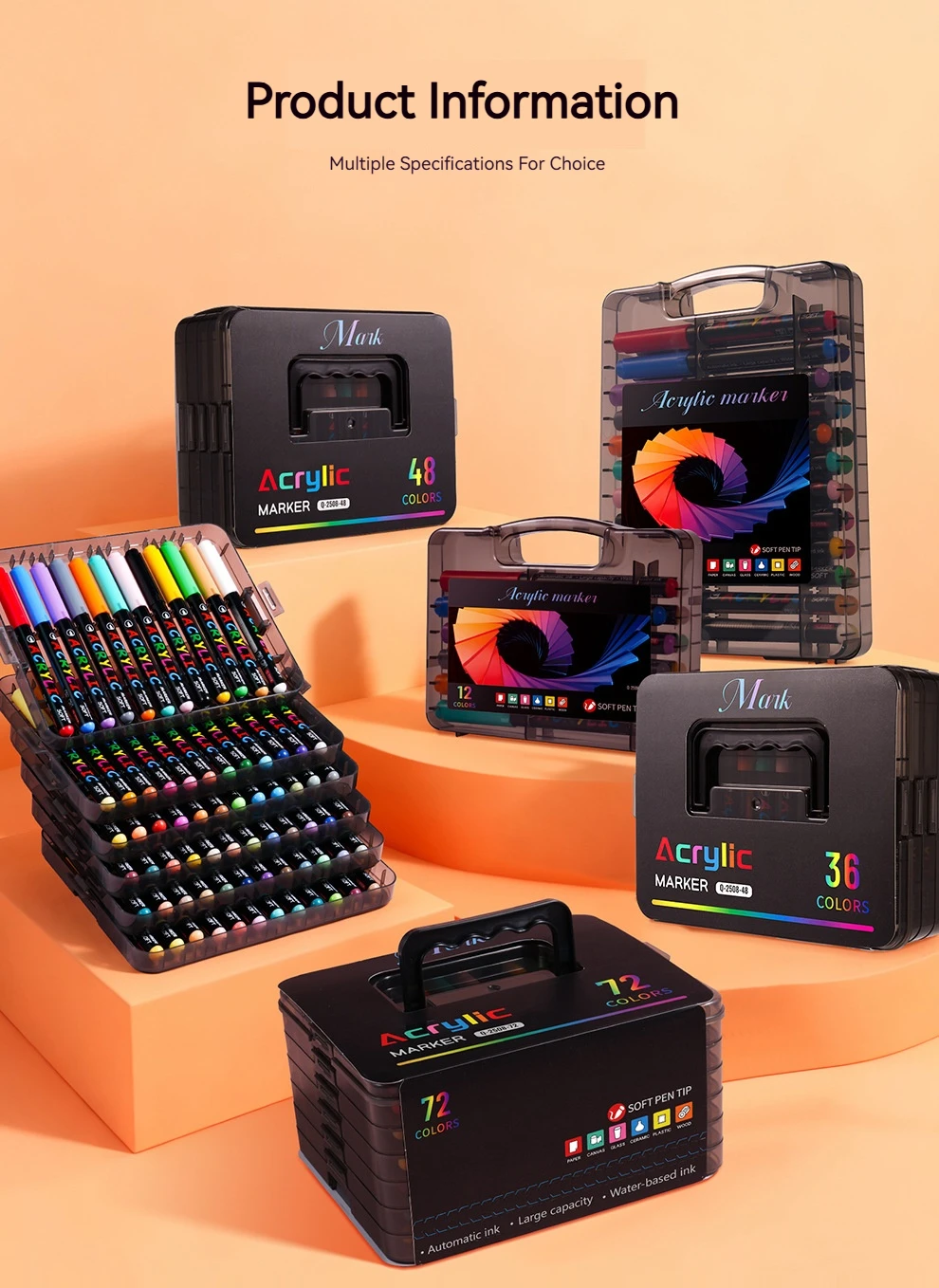 Hochwertiges Acryl-Marker-Set mit Direktflüssigkeit und Weicher Pinselspitze, Satte Farben für Kunstwerke & DIY-Projekte – Detail 9