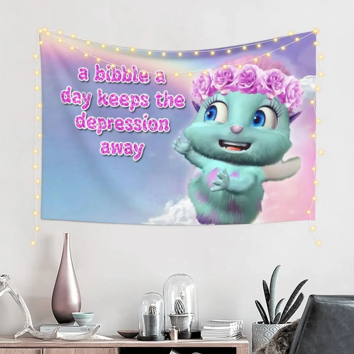 Bibble a Days Keeps the Depression Away Iemdnoa Tapestry Room Decor Cute Wall Hanging Room Decor Aesthetic Tapestry