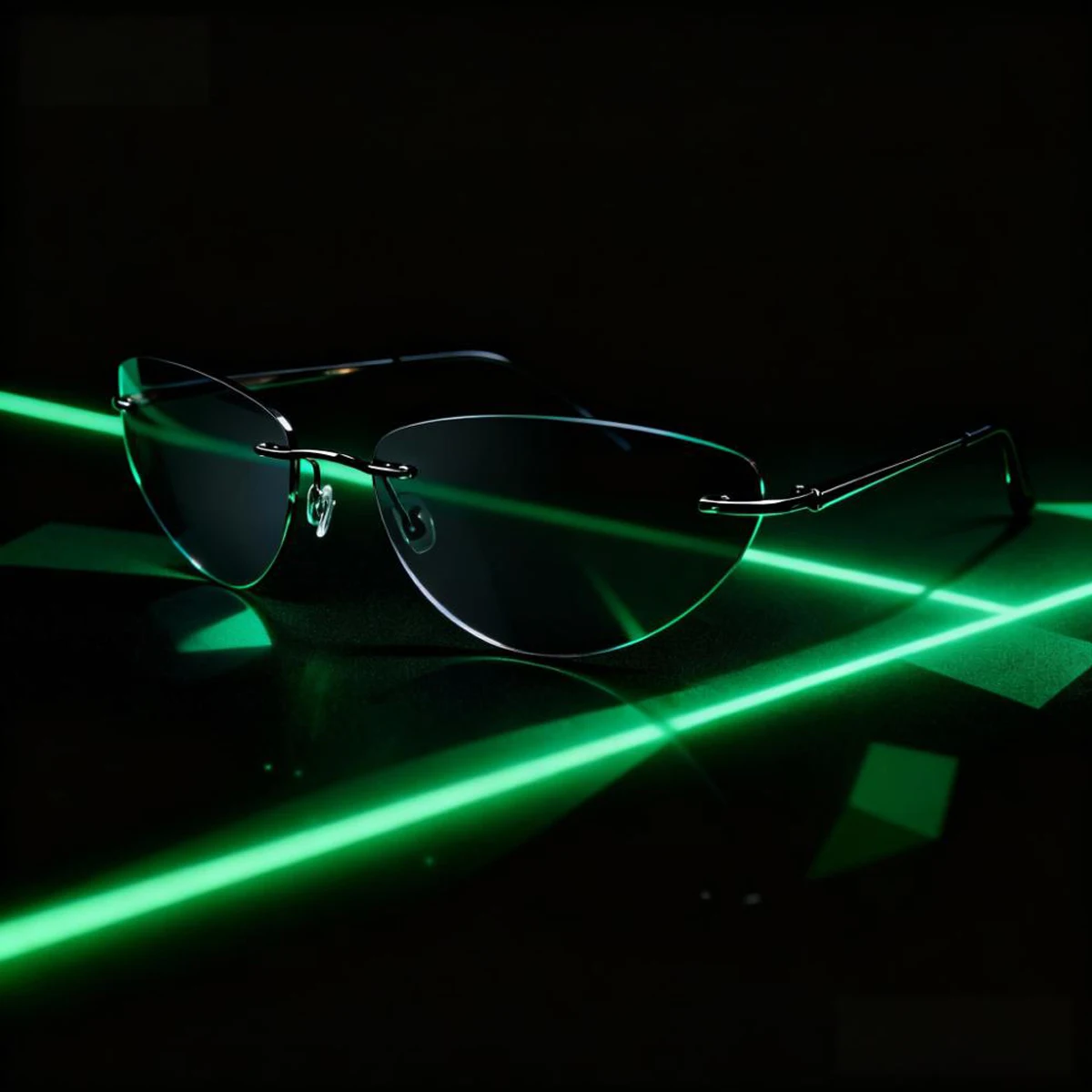 Modische randlose Sonnenbrille, Katzenaugenform, Metallrahmen, polarisiert, hochauflösend, geeignet zum Angeln und Fahren