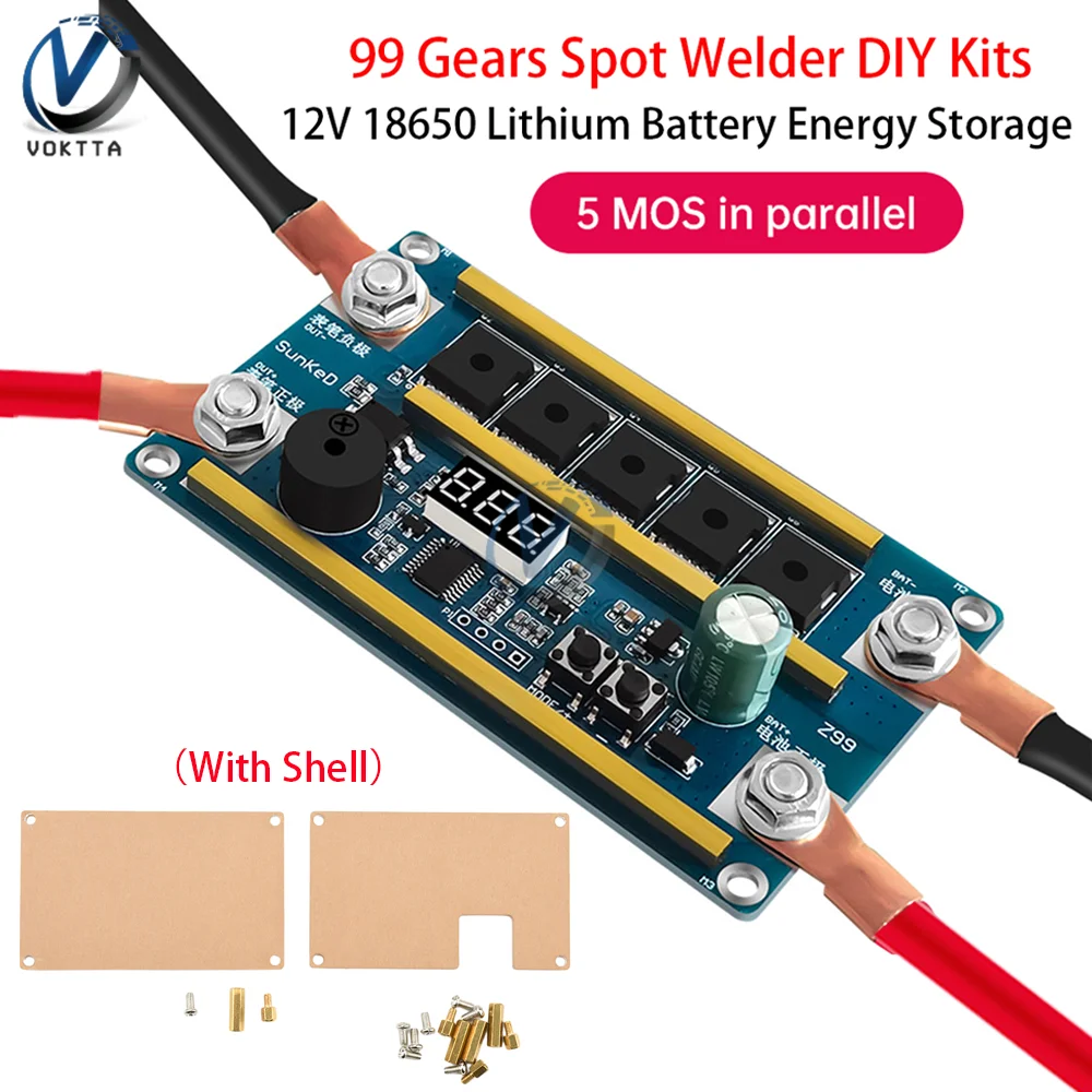 99 기어 스폿 용접기 DIY 키트 12V 18650 리튬 배터리 에너지 저장 5 MOS 트랜지스터 스폿 용접 제어 보드 니켈 시트