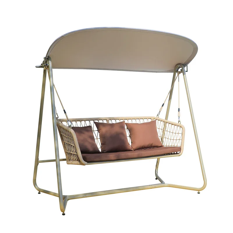 

HYS Courtyard Villa Swing Outdoor Double Hanging Chair, Aluminum Alloy Balcony Leisure Chair