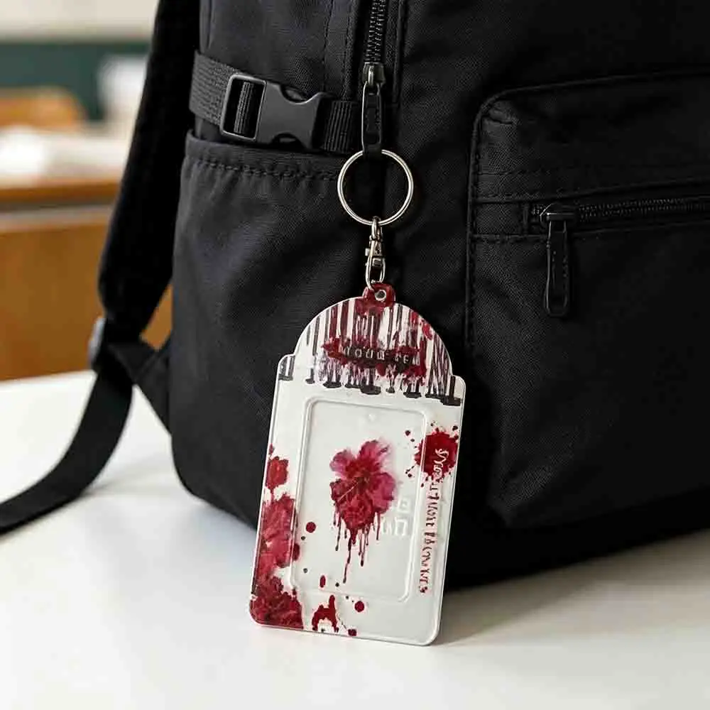 Photocard Holder Acrylic Case Idol Frame Blood Rose Gothic Keychain Sleeve Girls Protector Transparent Star Chasing Office Gift