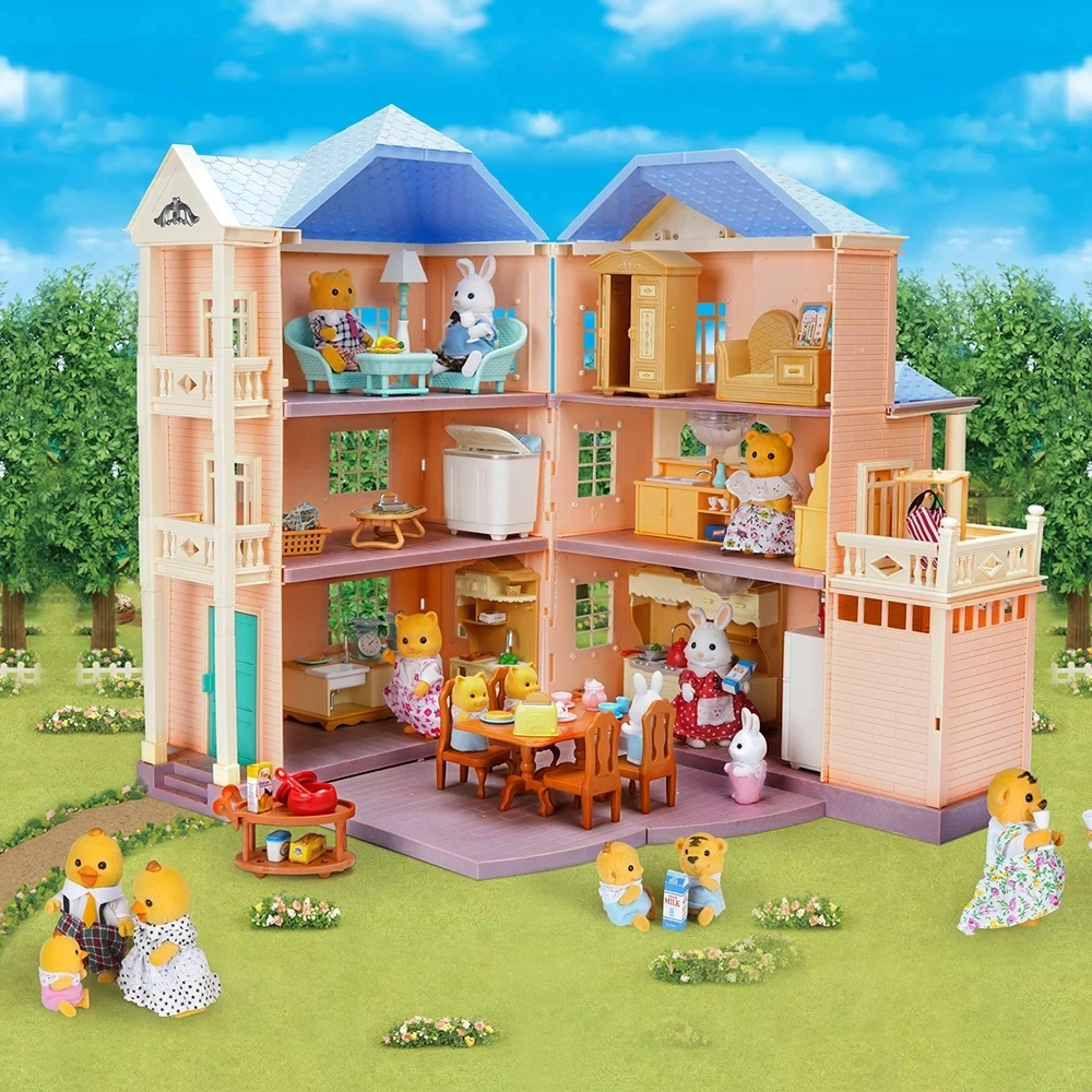 어린이 인형 집, DIY 가상 게임 조립 장난감 세트, 미니어처 오두막 가구 액세서리, 소녀 생일 선물
