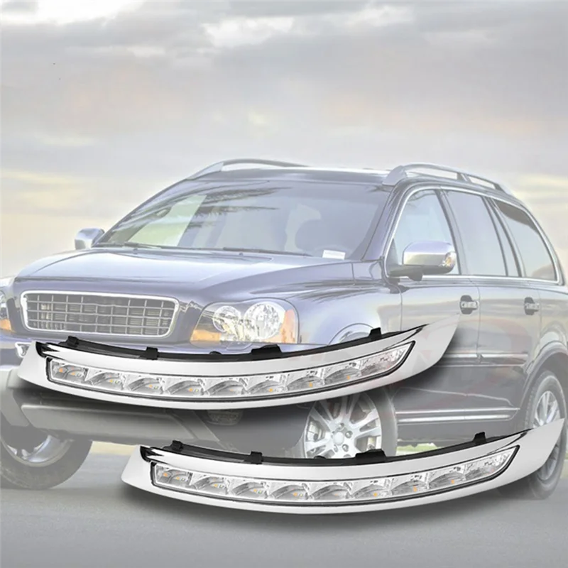 

A42M-1 пара для Volvo XC90 2007-2013 светодиодный DRL указатель поворота дневные ходовые огни дневного света противотуманные фары