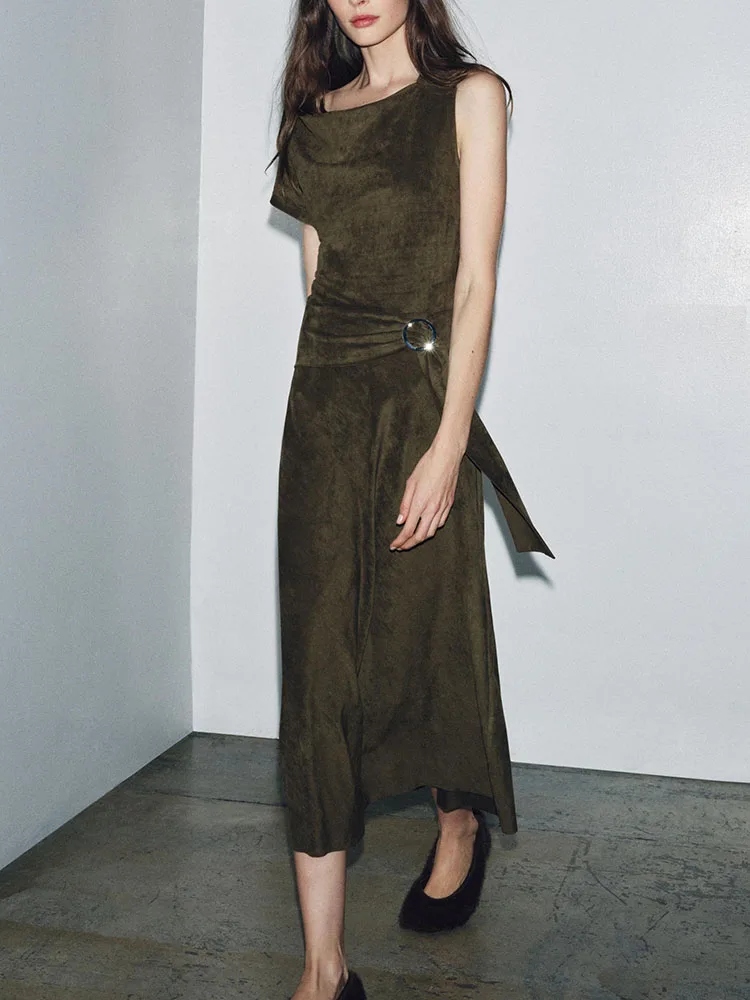 

Осень 2023, новое модное асимметричное бархатное платье Dr, женское длинное платье миди с эффектом Ele Sle U-Ne для банкета