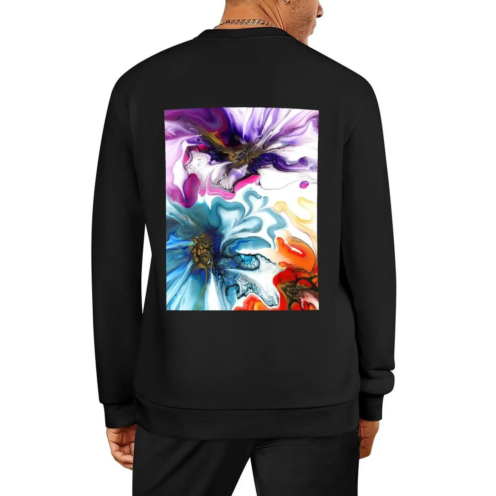 

Colorful Fluid Art Blooms Pullover winter clothes autumn clothes japanese style fashion men new sweatshirts