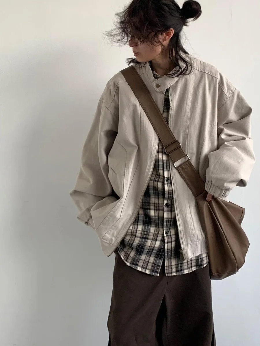 

Рабочая одежда с воротником-стойкой в стиле ретро, свободная повседневная одежда, новый верхняя одежда для мужчин и женщин, осень-зима