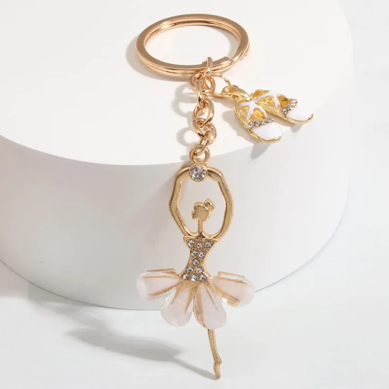 Cute Enamel Keychain Ballerina Ballet Shoes Key Ring Dancer Key Chains Souvenir Gifts For Women Girls DIY Handmade Jewelry