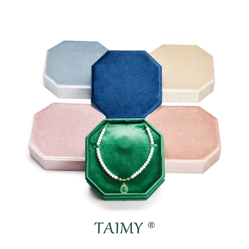 

TAIMY Velvet Jewelry Box Business Banquet Necklace Pendant Storage Case Pearl Flannel Jewelry Organizer Custom Logo Packaging