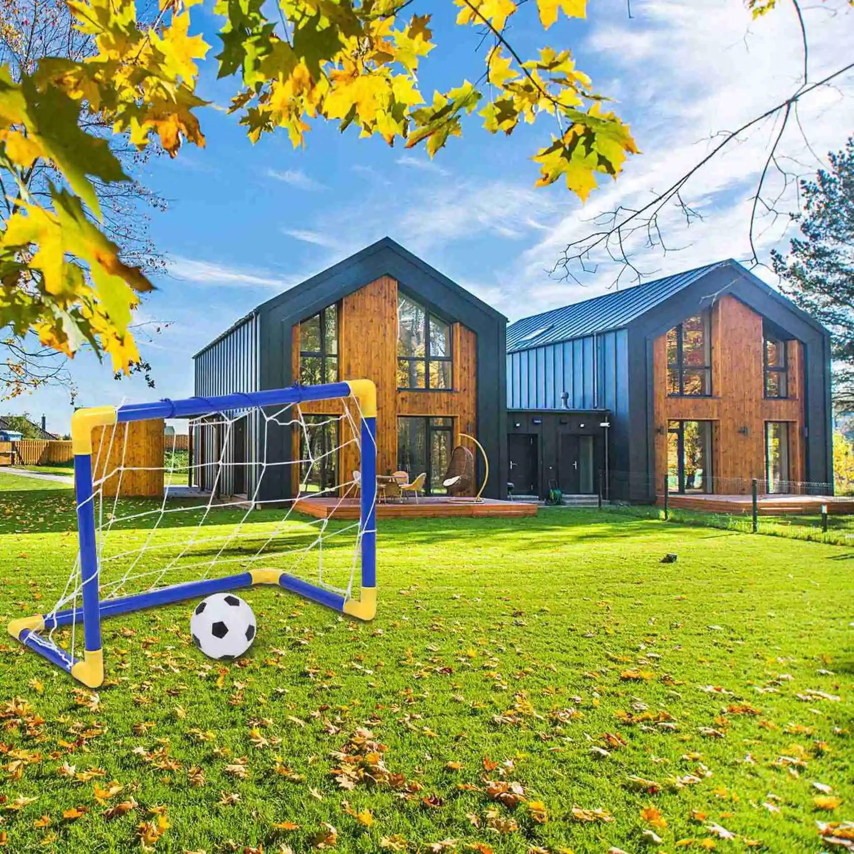 B78B-8X Indoor Mini Folding Football Soccer Ball Goal Post Net Set+Pump Kids Sport Outdoor Home Game