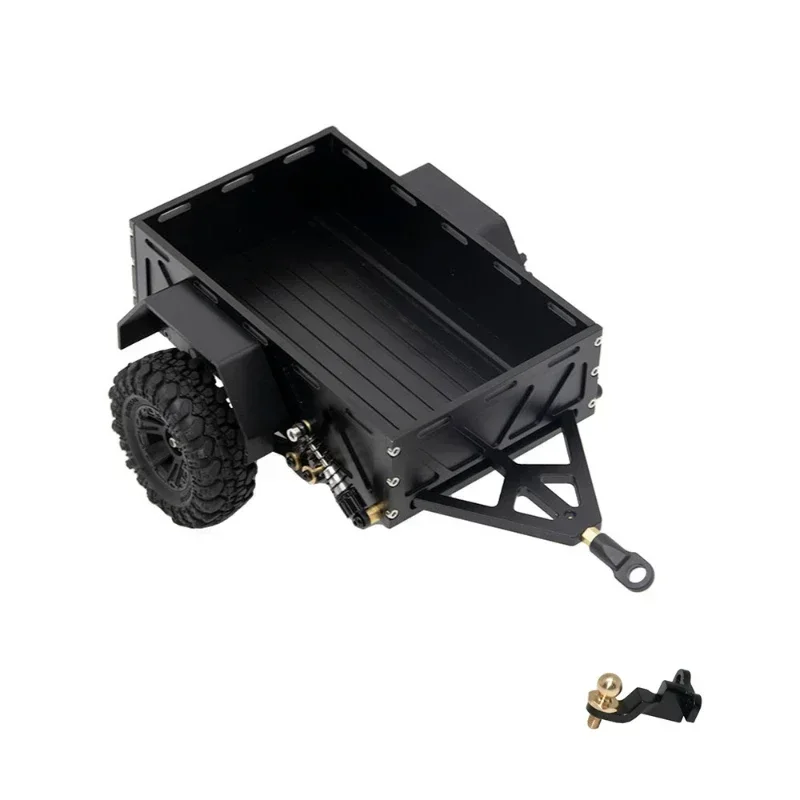 CNC Aluminum 1/18 Utility Trailer with Hitch Mount for RC Crawler TRX4M Bronco Defender Scale Accessories