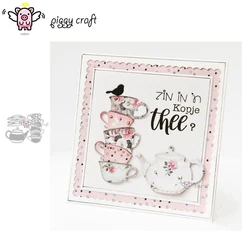 Piggy Craft metal cutting dies cut die mold Teapot teacup decoration Scrapbook paper craft knife mould blade punch stencils dies