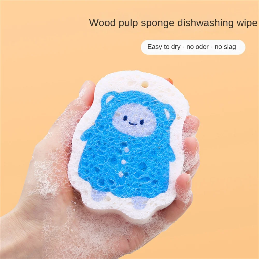 Kitchen Cleaning Sponges Wood Pulp Cotton Sponge Non Stick Compressed Rag Double Sided Pot Wipe Kitchen Sponge Cleaning Tools