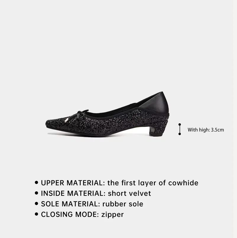 Ods الخريف الأسود بلينغ النساء الشقق أنيقة أشار تو الأحذية الكلاسيكية Bowknot الضحلة الانزلاق على لينة وحيد تاريخ الأحذية لسيدة