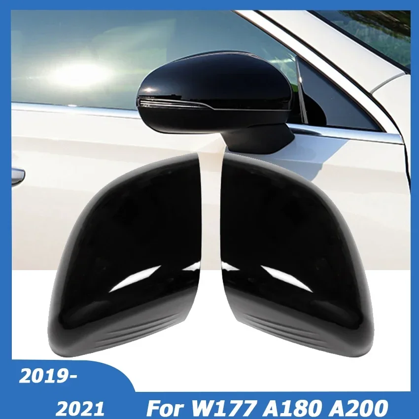 

For Mercedes Benz A Class W177 A180 A200 2019 2020 2021 Rear View Side Mirror Cover Caps Decoration Black Car Accessories