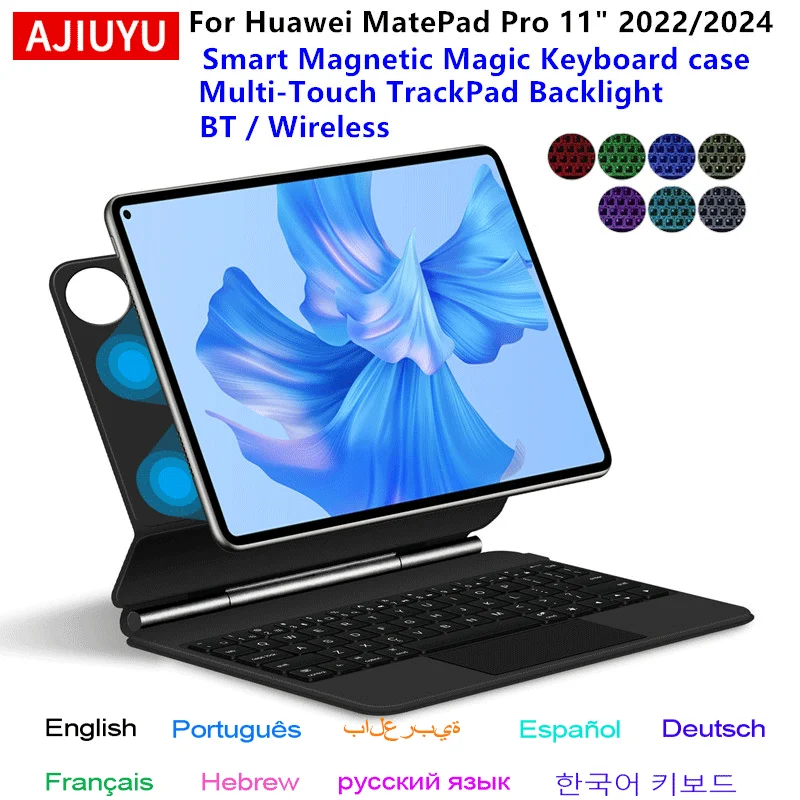 AJIUYU Magic Keyboard for Huawei MatePad Pro 11 2022 2024 GOT-W29/AL09/W09 Magnetic Case Floating Folio Trackpad Keyboard Cover