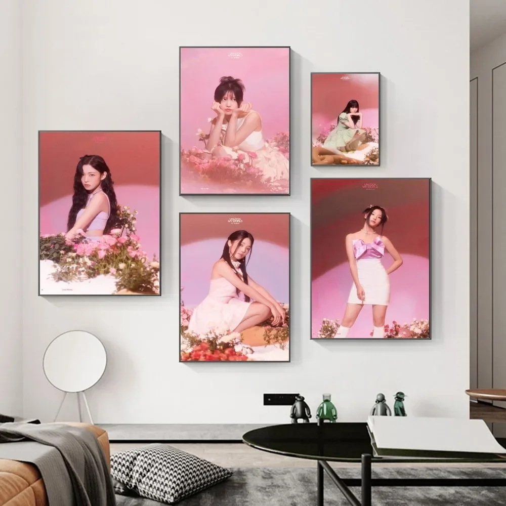 1PC Fromis_9 Unlock My World Retro Print Poster Paper Waterproof HD Sticker Bedroom Entrance Home Living Room Bar Wall Decor