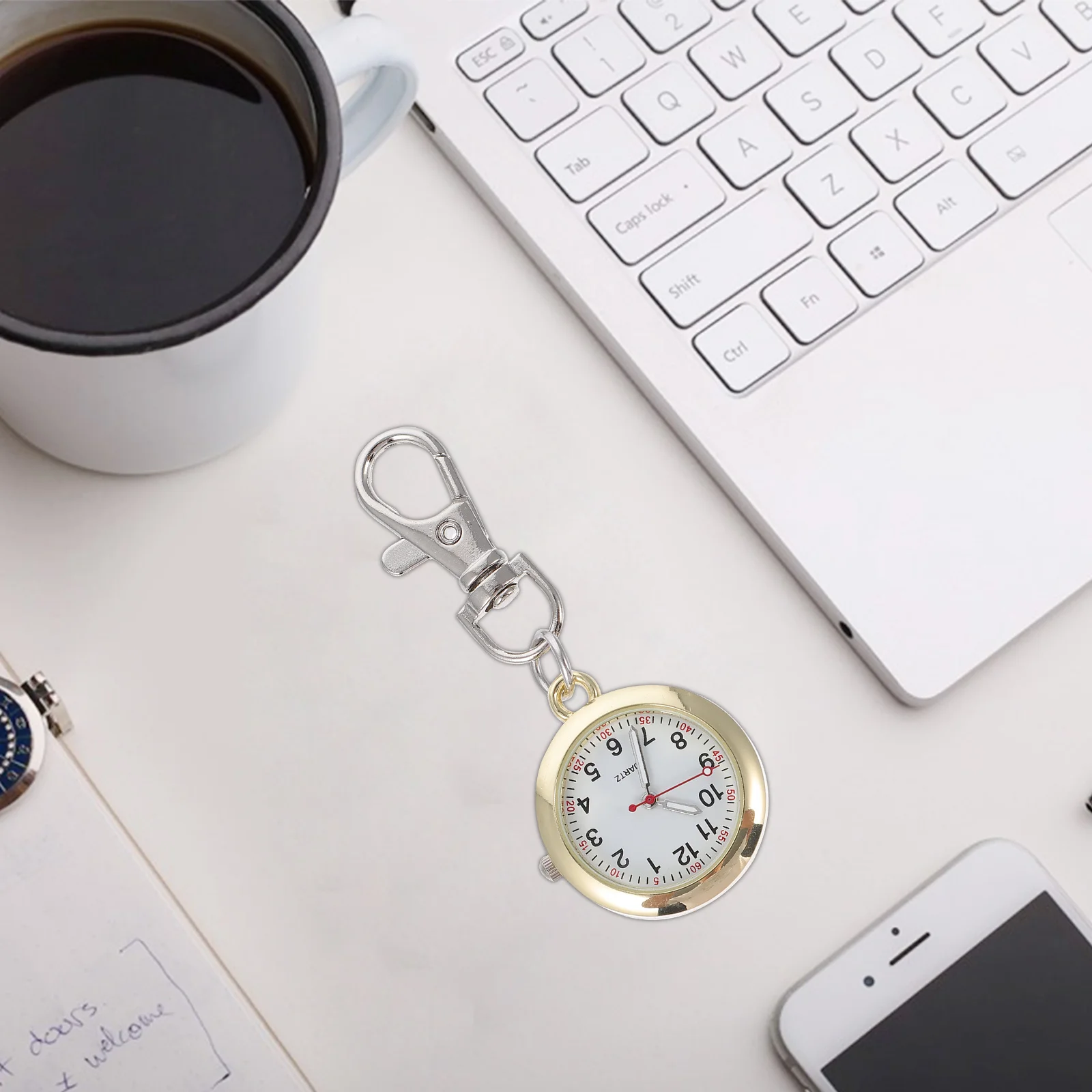 

1Pcs Nurse Pocket Watch Stainless Steel Simple Design Hanging Hook Decorative Metal Vintage Fob Practical Gift Portable Keychain