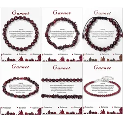 Natural Red Garnet Bead Bracelets For Women Men Irregular Chip Gravel Round Gem Quartzs Stone Beads Bracelets With Card Jewelry