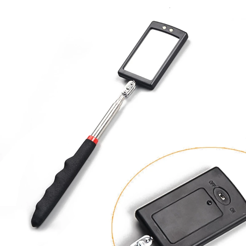 Extendible Inspection Mirror Adjustable View Car Telescopic Detection Lens Telescoping Mirror with LED Light