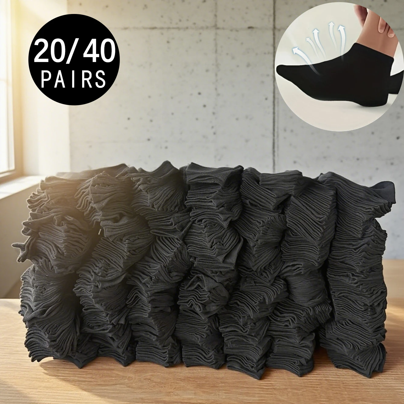 

20/40 Pairs Of Men's And Women's Fashionable, Simple, Solid Color, Versatile, Soft, Comfortable, Casual, Breathable Black Socks