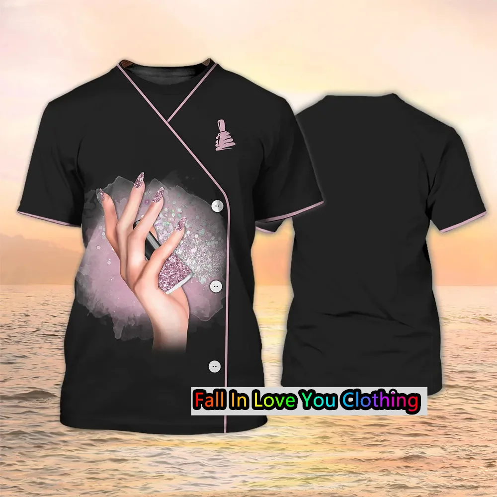 Die neueste Sommer mode Männer Frauen T-Shirt Kosmetikerin personal isierten Namen 3d gedruckt T-Shirt neutral lässig T-Shirt Top Uniform