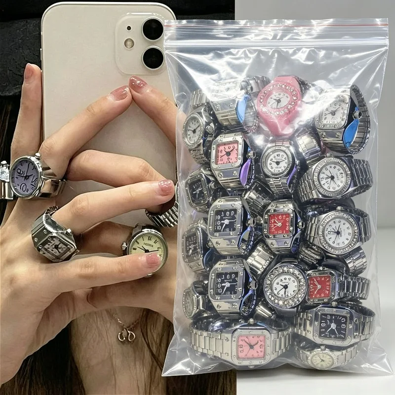 Bague-montre à quartz rétro style romain pour femmes et filles, montre de doigt punk Y2K, mini bracelet élastique, montres en alliage, bagues de couple, bijoux, horloge