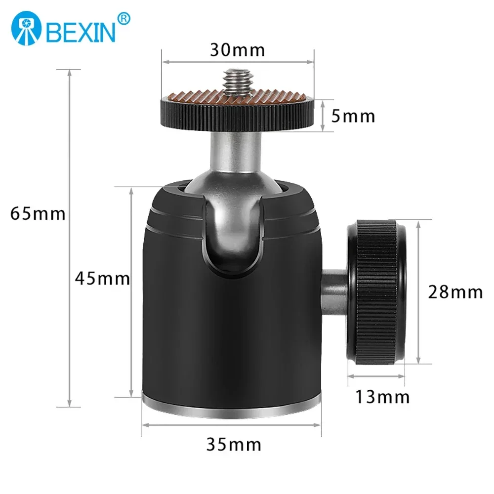 BEXIN K26A Ball Head Mount Metal 360 Degree Swivel Mini BallHead 1/4\