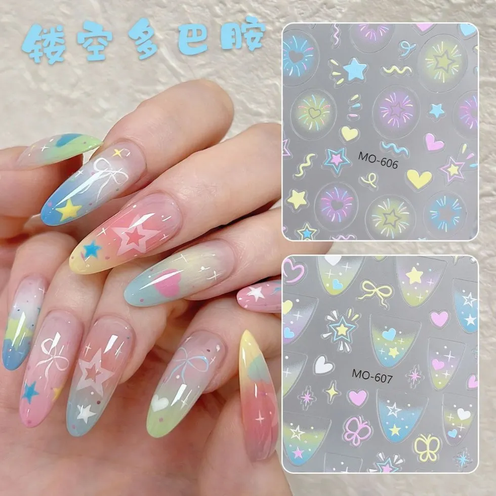 

Hollow Star Firework Butterfly Nail Stickers Summer Fresh Korean Girly Thin Tough Waterproof Self Adhesive Premium for Home