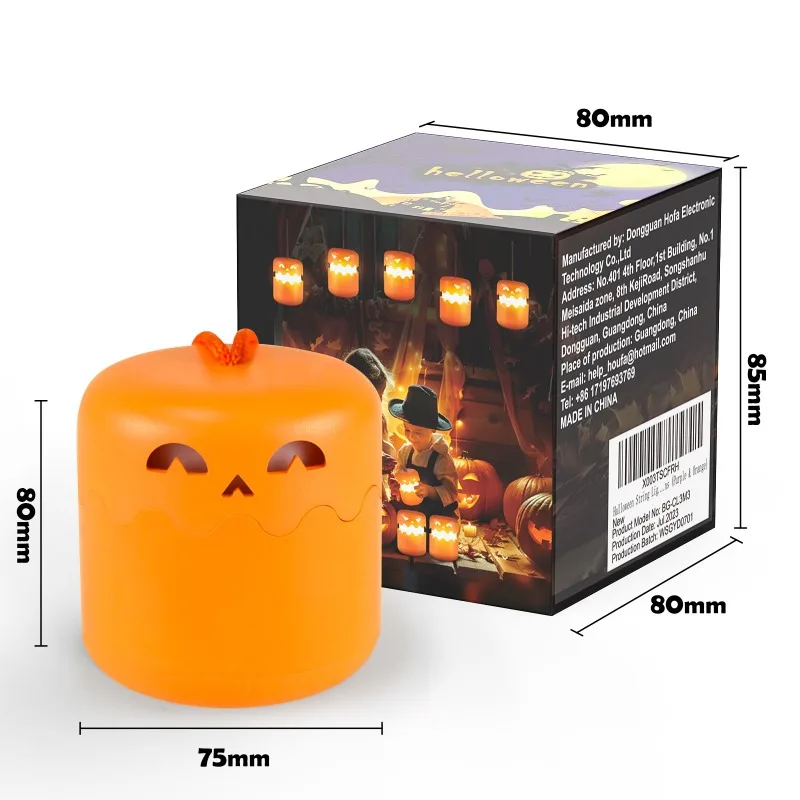 Linterna de calabaza para Halloween, luz LED nocturna, cuerda de mano plegable, luz de tracción, decoración de escena de Halloween, luz de ambiente de fiesta