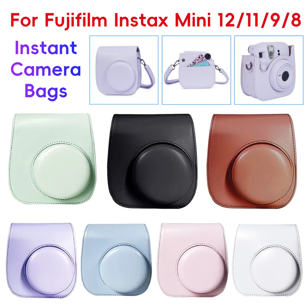 Instant Camera Bags PU Leather Camera Case Storage Bag Scratchproof Lightweight Accessories for Fujifilm Instax Mini 12/11/9/8