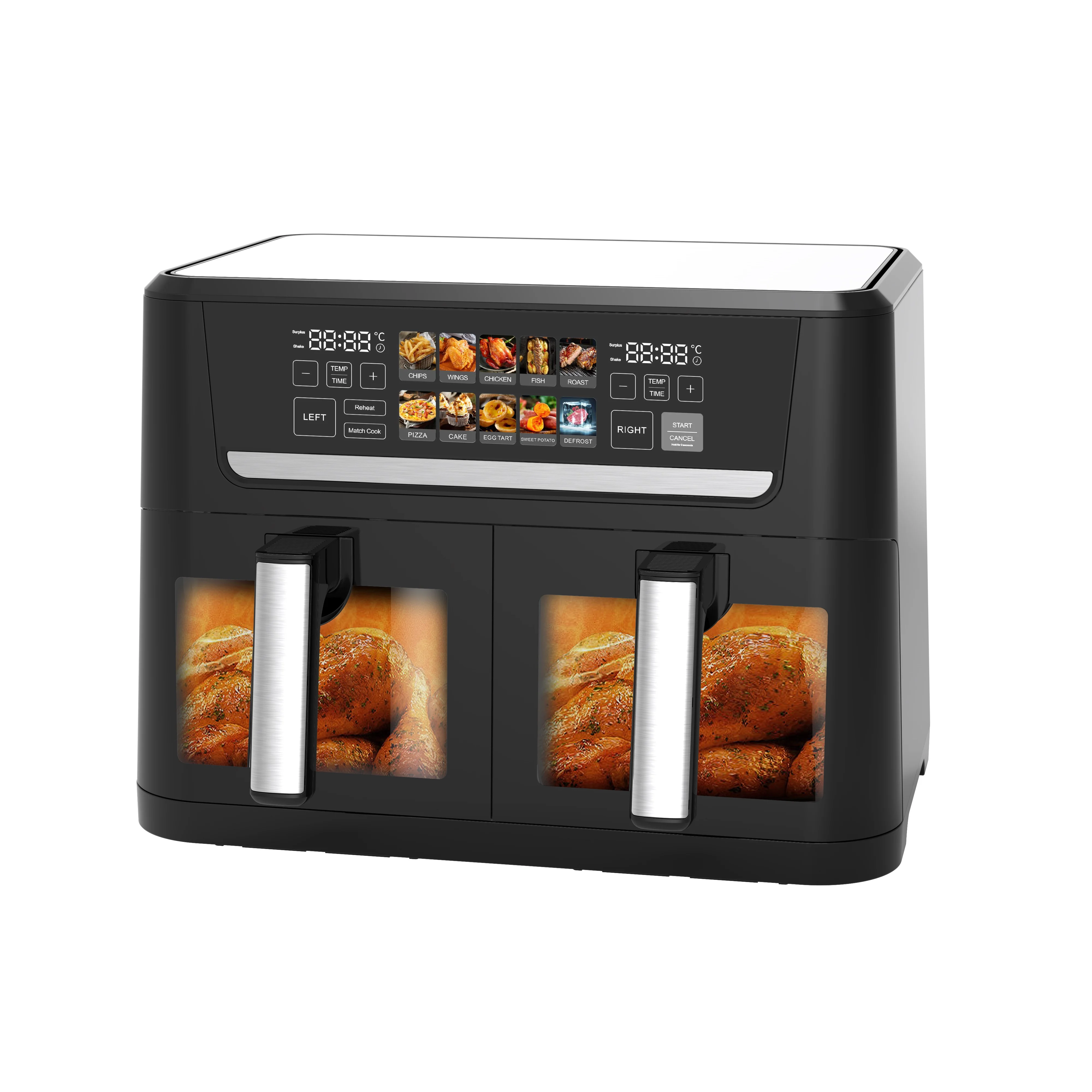 الفولاذ المقاوم للصدأ مرئية 8l سعة كبيرة المنزلية متعددة الوظائف شاشة تعمل باللمس مقلاة هوائية كهربائية مع نافذة المراقبة #4