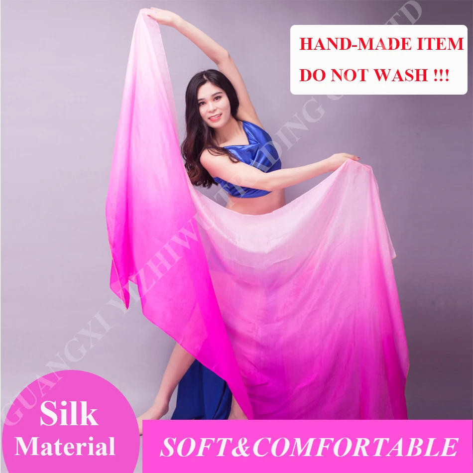 Chinese Real Silk Customized Silk Veils Women Belly Dance Veils Hand Made Scarf Shawls for Girls