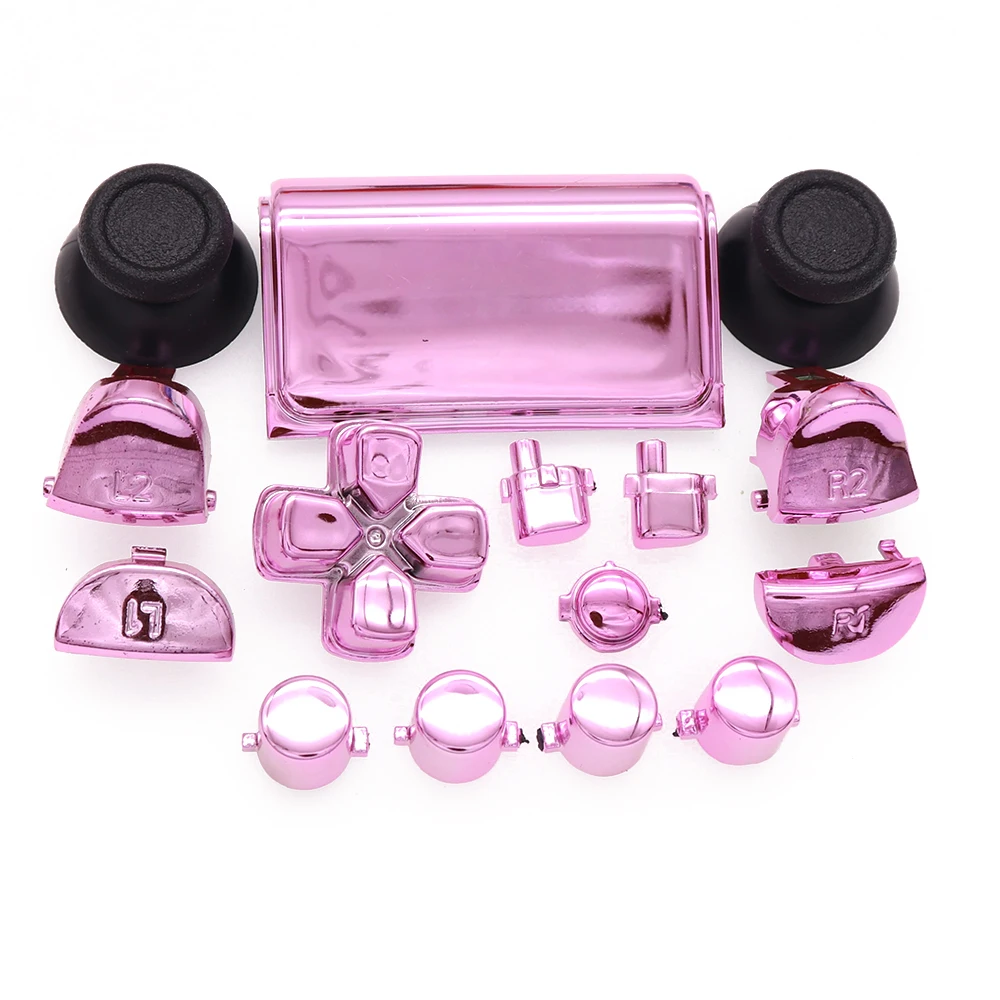 Chrome Plating Dpad R1 L1 R2 L2 Direction Key ABXY Button For  PS4 Pro Slim Controller JDM-040 JDS 040 4.0 V2
