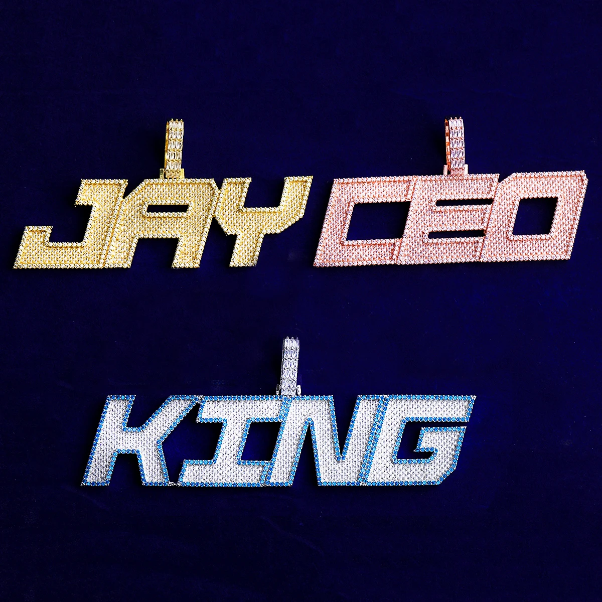 Bubble Letter Iced Out Customized Name Pendant Necklace Men Personalized Charms Real Gold Plated Cubic Zirconia Hip Hop Jewerly