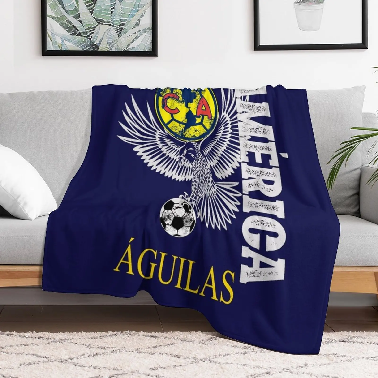 Aguilas del America Playera Futbol Mexicano Liga Mx Throw Blanket