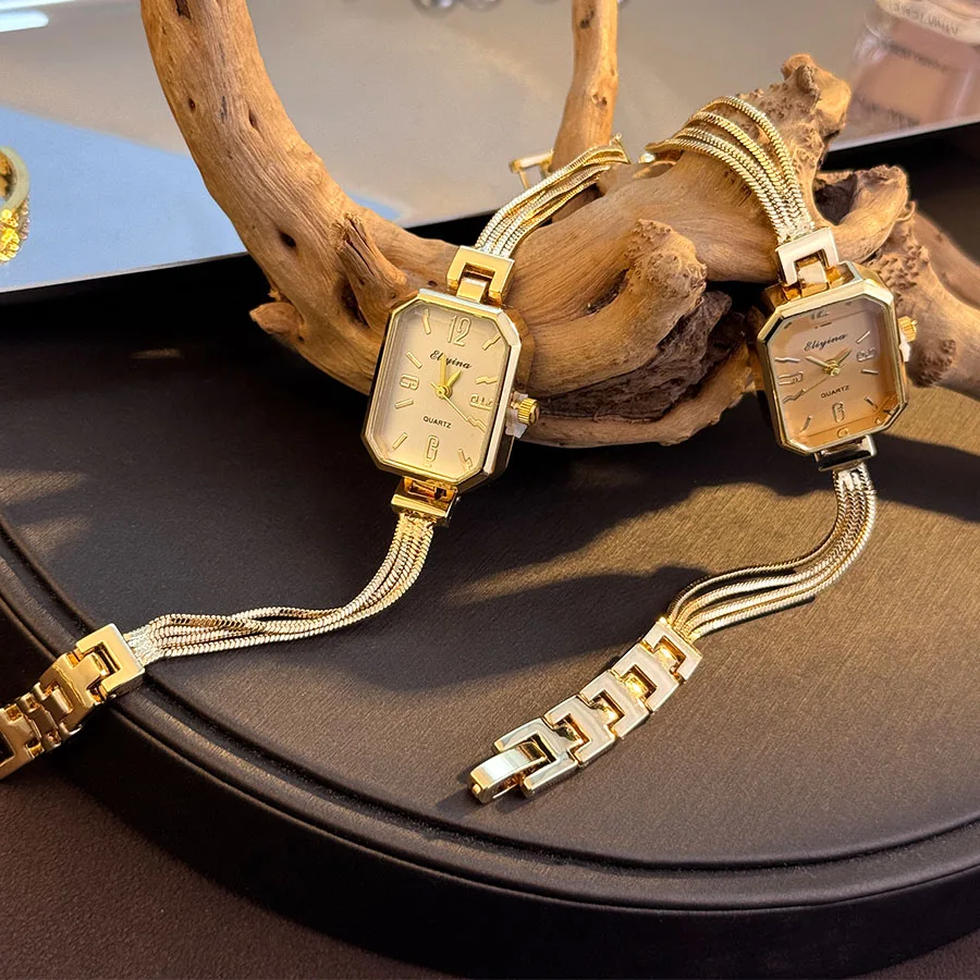 Fashionable Tassel Chain Quartz Watch Rectangle Versatile Elegant Small Size High-End Ladies Wristwatch New Arrival