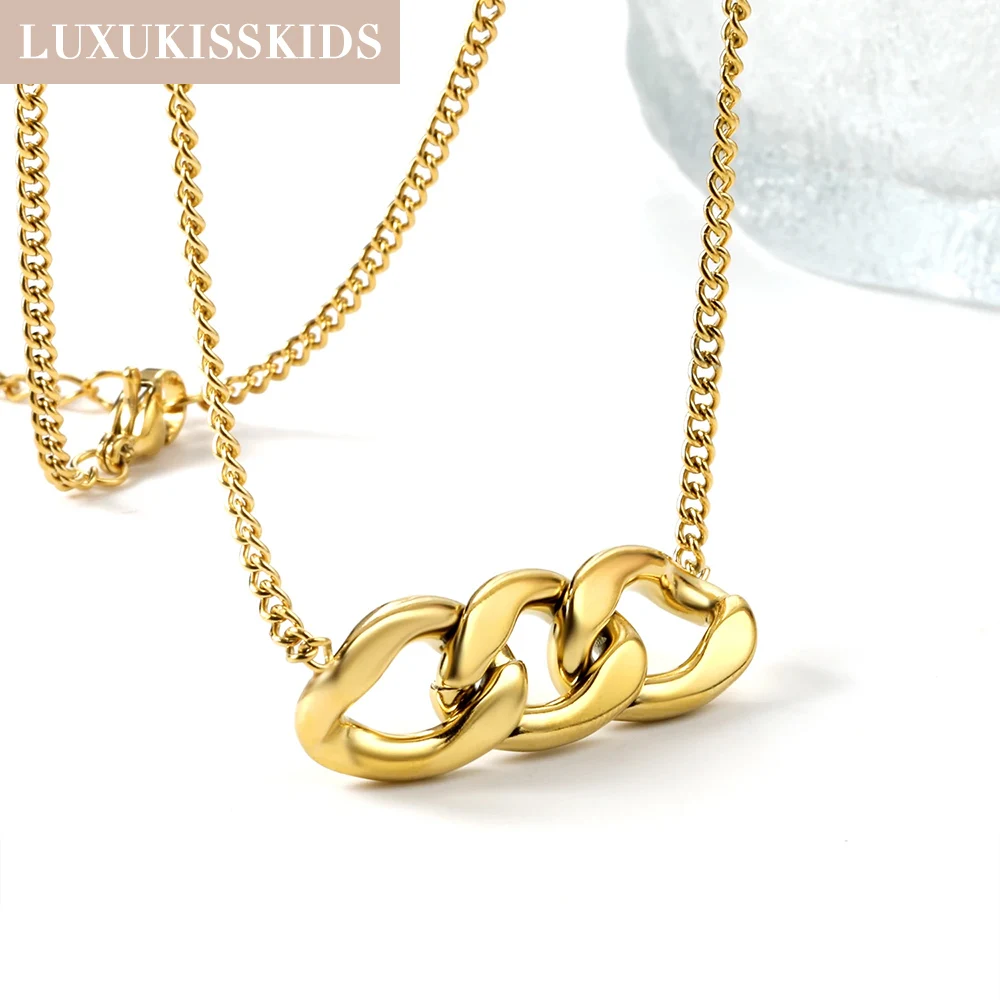 LUXUKISSKIDS Collares Gold/Silver Color Round Ball Gothic Pendants Necklace Simply Trendy Clavicle Link Jewelry for Ladies Gifts