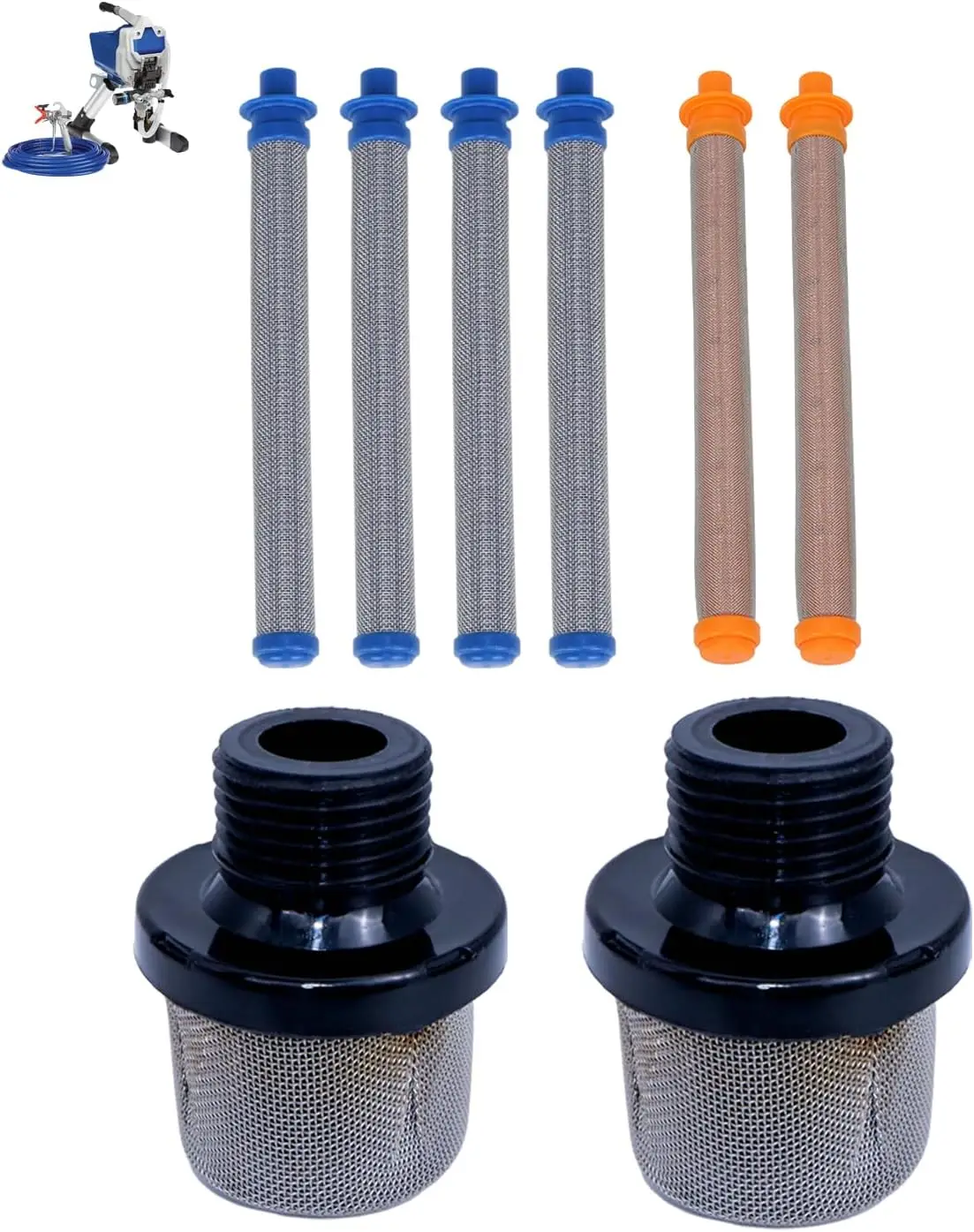 

8 Pack Airless Spray Filter Set with 288716 Inlet Strainer, 288749 60 Mesh & 288750 100 Mesh Gun Filters for Graco Sprayers
