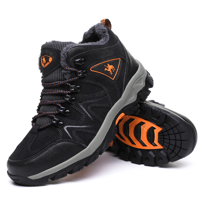 Super Warm WinterWith Fur Waterproof Outdoor Shoes Man Sneakers Antiskid Trekking Shoes Waterproof Unisex Hiking Boots