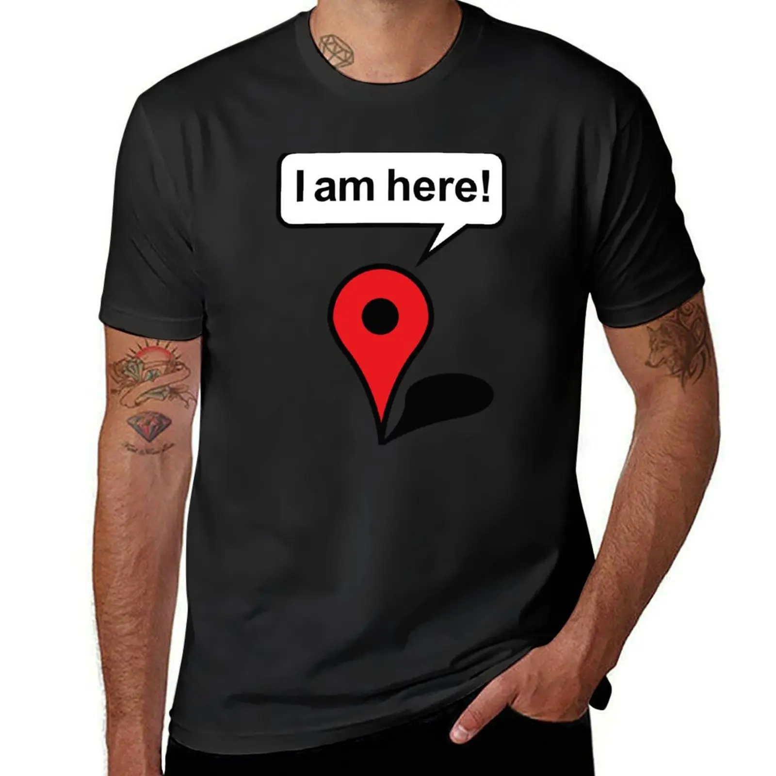 I am here! Google Maps T-Shirt oversized aesthetic clothes mens funny t shirts