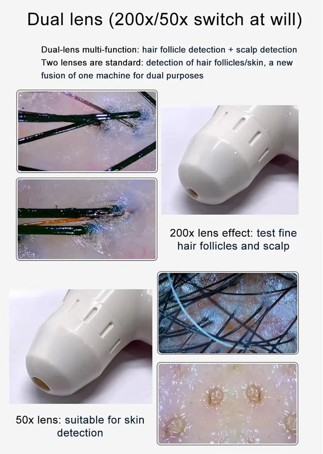 Hoge Kwaliteit 10 Inch LCD Spectrale Hoofdhuid Detector Microscoop Vergrootglas 50/200x Digitale Haar Huid Analyzer voor Haarzakjes test