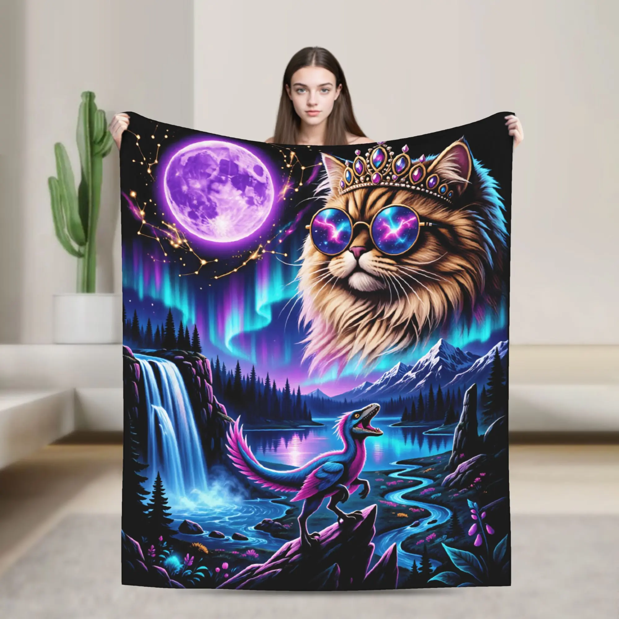 This Is An Outrage Funny Princess Cat Dinosaur Donut Meme Blankets Kids Adults  Flannel Bedding Throws Quality Bedspread Gift