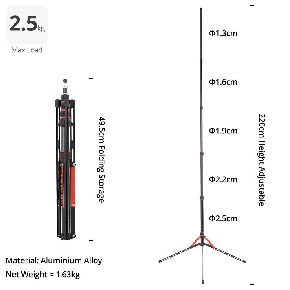 New Ambitful GM220 Thicker tube Upgraded Light Stand Camera Tripod for LED Video Light Studio Softbox Flash Umbrellas Reflector