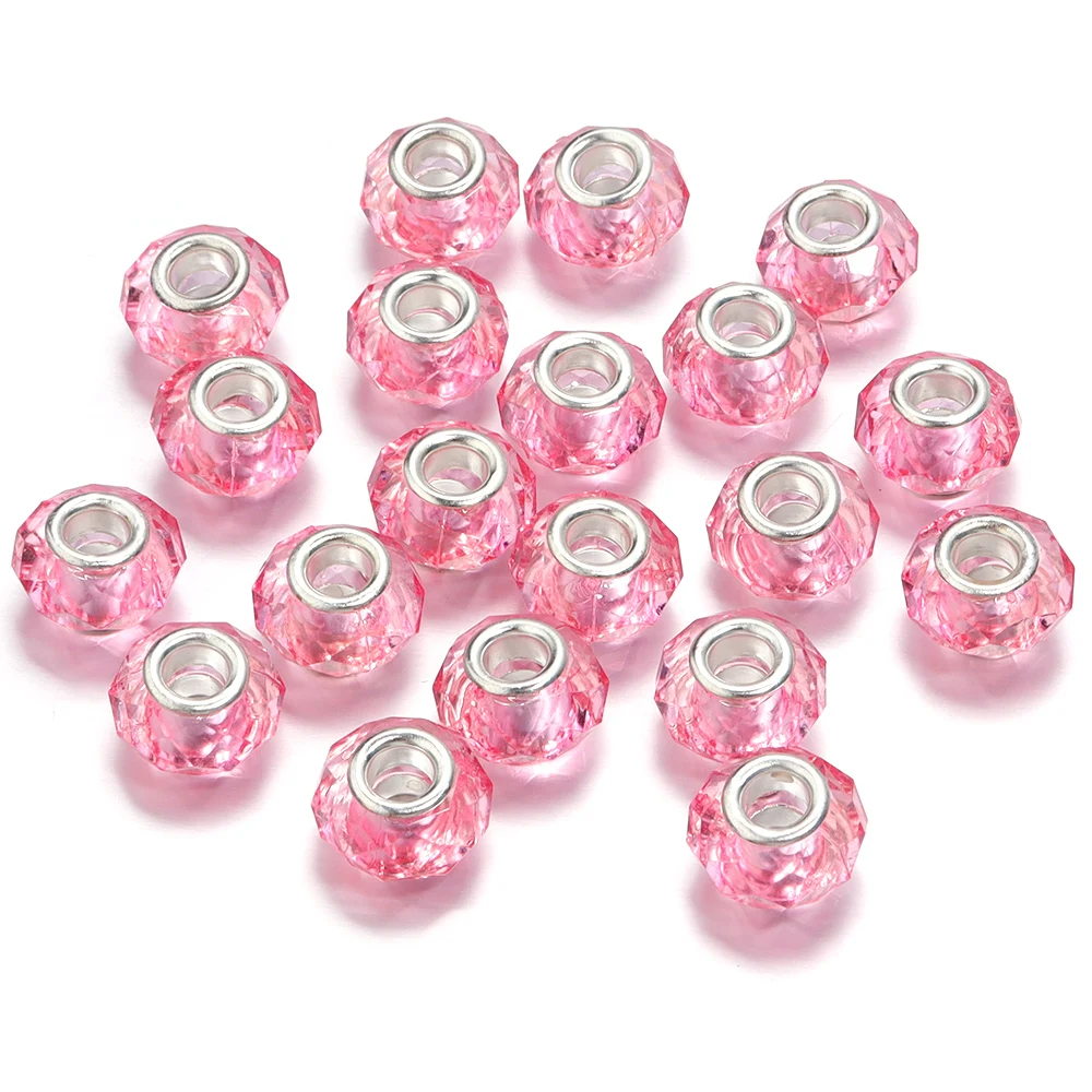 20 Stück/Lot 14mm Transparente Farbige Facettierte Harzperlen für Schmuckherstellung Großloch-Abstandsperlen DIY Armband Halskette Großhandel – Detail 7