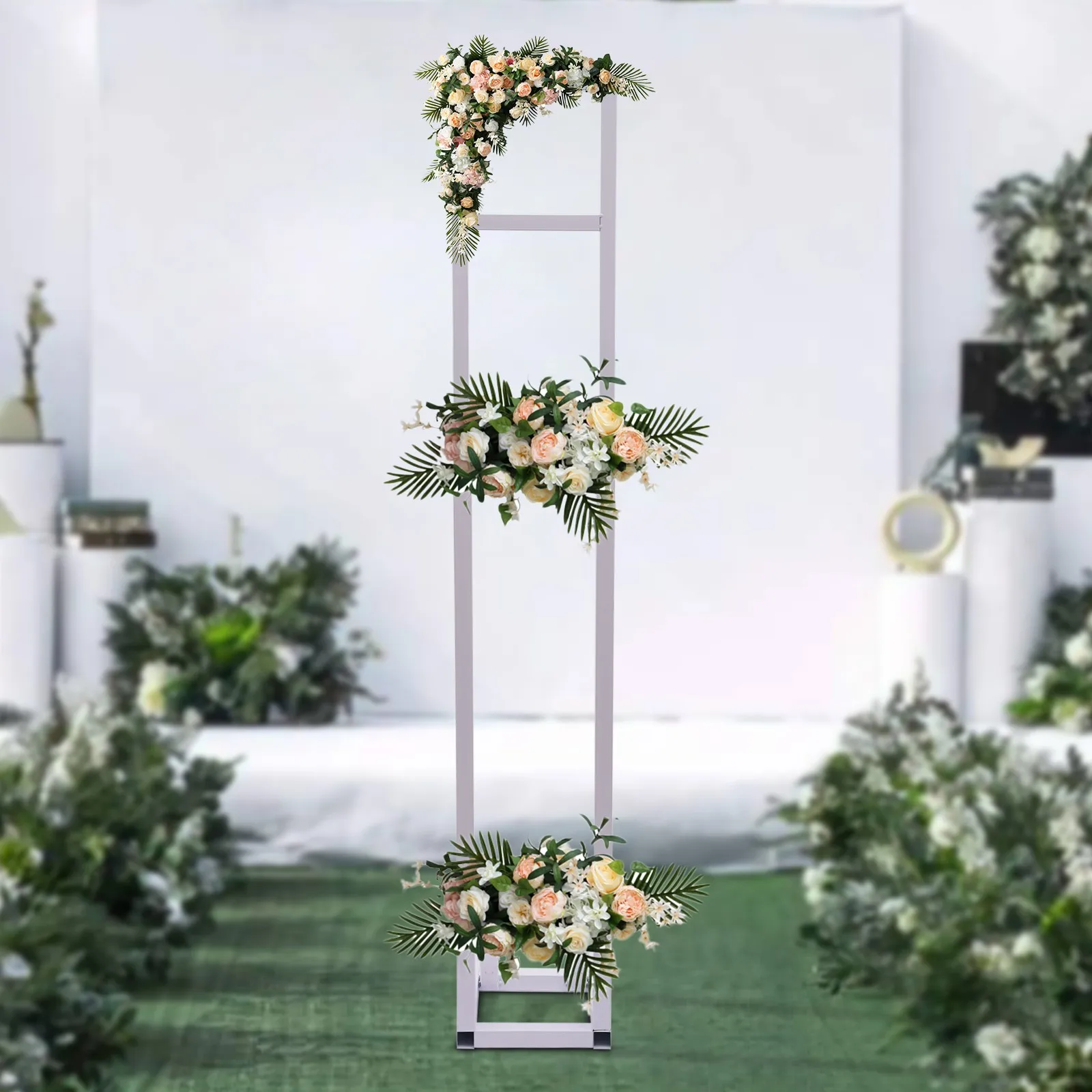

Wedding Arch Rack Iron Balloon Frame Metal Wrought Flower Stand Rack Party White
