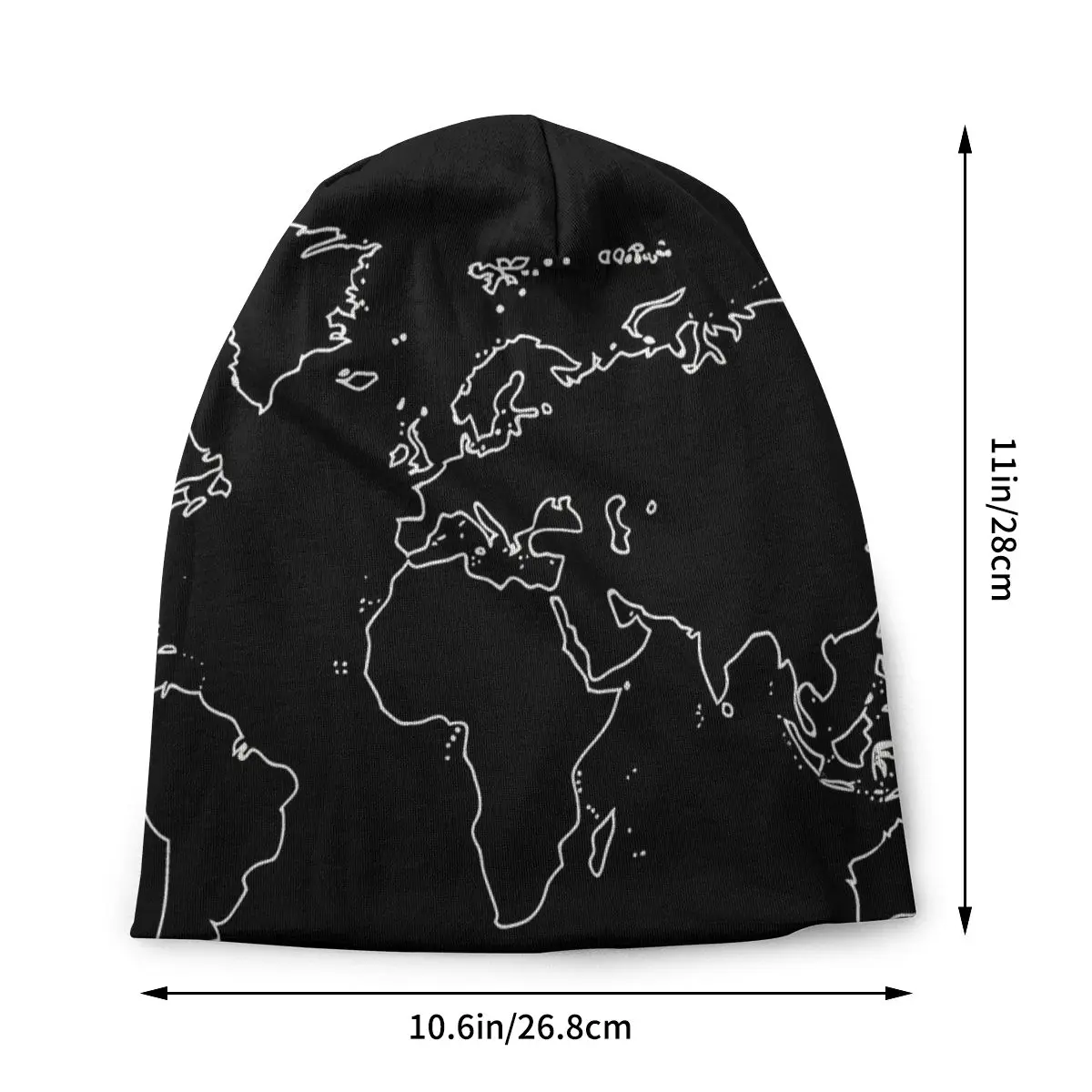 Handdrawn Line Fashion Thin Bonnet For Men Women World Map Skullies Beanies Ski Caps