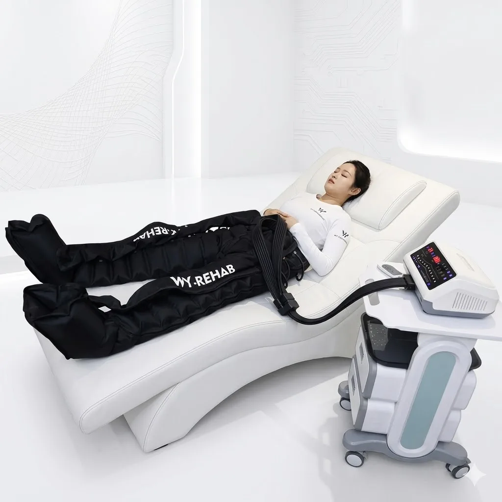 Professional 12 Chamber Air Compression Therapy System Sequential Leg Massager for Sports Recovery and Lymphatic Drainage
